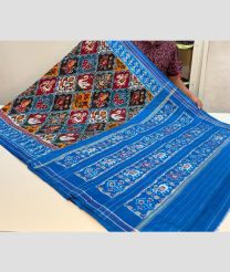 Black and Blue pochampally ikkat pure silk sarees with All over Pochampally ikkat design
