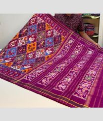 White and Magenta pochampally ikkat pure silk sarees with All over Pochampally ikkat design