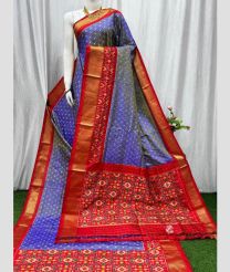 Purple Blue and Crimsoon pochampally ikkat pure silk sarees with All over Checks design