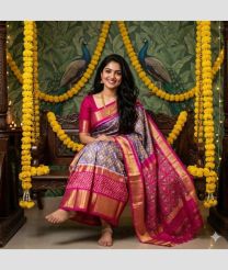purple colour pochampally ikkat pure silk sarees with All over design
