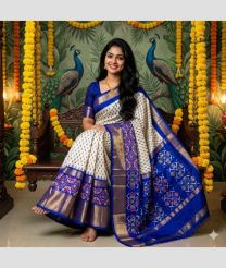 blue and brown colour pochampally ikkat pure silk sarees with All over design
