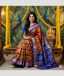 green and magenta colour pochampally ikkat pure silk sarees with All over design