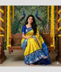 olive and blue colour pochampally ikkat pure silk sarees with All over design