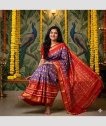 purple and magenta colour pochampally ikkat pure silk sarees with All over design