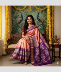 pink colour pochampally ikkat pure silk sarees with All over design