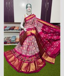 purple colour pochampally ikkat pure silk sarees with All over Printed design