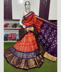 magenta colour pochampally ikkat pure silk sarees with All over Printed design