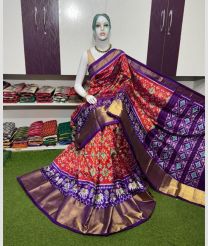 blue and magenta colour pochampally ikkat pure silk sarees with All over Printed design