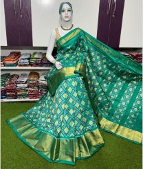blue colour pochampally ikkat pure silk sarees with All over Printed design