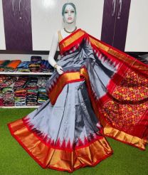 gray and magenta colour pochampally ikkat pure silk sarees with All over Printed design
