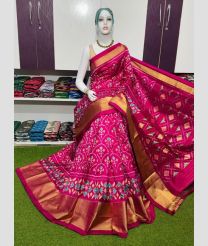 magenta colour pochampally ikkat pure silk sarees with Pochampally Border design