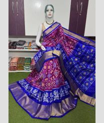 purple and blue colour pochampally ikkat pure silk sarees with Pochampally Border design