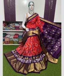 magenta and brown colour pochampally ikkat pure silk sarees with Pochampally Border design