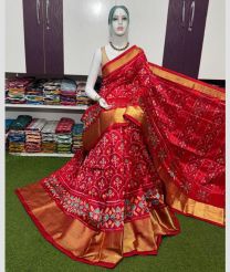 maroon colour pochampally ikkat pure silk sarees with Pochampally Border design
