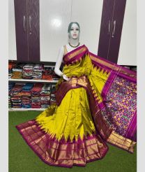 olive and purple colour pochampally ikkat pure silk sarees with Pochampally Border design