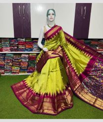 olive and brown colour pochampally ikkat pure silk sarees with Pochampally Border design