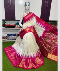 pink and brown colour pochampally ikkat pure silk sarees with Pochampally Border design