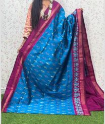 blue colour pochampally ikkat pure silk sarees with All over design