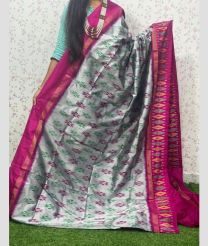 gray and magenta colour pochampally ikkat pure silk sarees with All over design