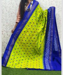 green colour pochampally ikkat pure silk sarees with All over design