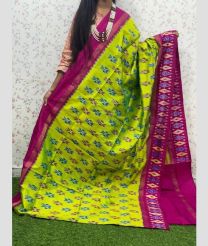 olive green colour pochampally ikkat pure silk sarees with All over design