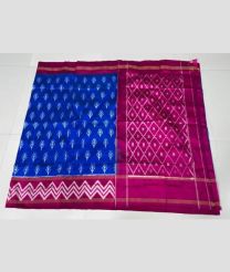 blue and magenta colour pochampally ikkat pure silk sarees with All over design