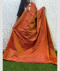 brown colour pochampally ikkat pure silk sarees with All over design