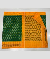 green and yellow colour pochampally ikkat pure silk sarees with All over design