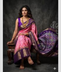 magenta colour pochampally ikkat pure silk sarees with All over Printed design