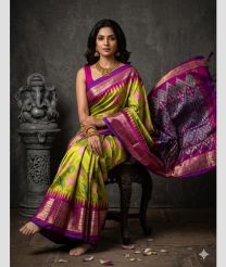 olive colour pochampally ikkat pure silk sarees with All over Printed design