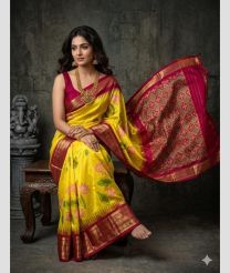 orange colour pochampally ikkat pure silk sarees with All over Printed design