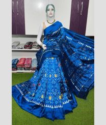 blue colour pochampally ikkat pure silk sarees with All over Pochampally ikkat design