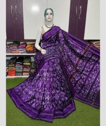 purple colour pochampally ikkat pure silk sarees with All over Pochampally ikkat design