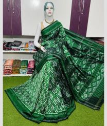 green colour pochampally ikkat pure silk sarees with All over Pochampally ikkat design