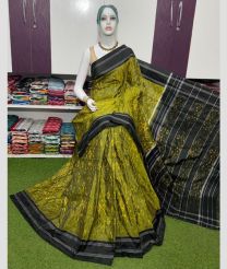 olive green colour pochampally ikkat pure silk sarees with All over Pochampally ikkat design
