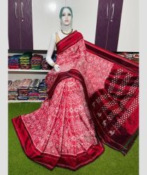 pink colour pochampally ikkat pure silk sarees with All over Pochampally ikkat design
