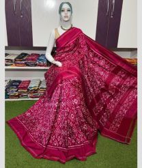 magenta colour pochampally ikkat pure silk sarees with All over Pochampally ikkat design