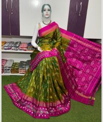green colour pochampally ikkat pure silk sarees with All over Buttas design