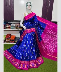 blue and purple colour pochampally ikkat pure silk sarees with All over Buttas design