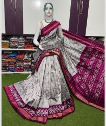 gray and purple colour pochampally ikkat pure silk sarees with All over Buttas design