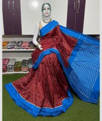 magenta and blue colour pochampally ikkat pure silk sarees with All over Buttas design