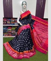 charcoal and magenta colour pochampally ikkat pure silk sarees with All over Buttas design