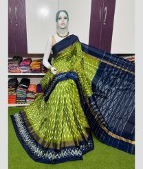 olive green colour pochampally ikkat pure silk sarees with All over Buttas design