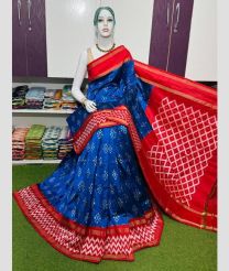 blue and magenta colour pochampally ikkat pure silk sarees with All over Buttas design
