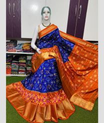 blue and brown colour pochampally ikkat pure silk sarees with All over Printed design