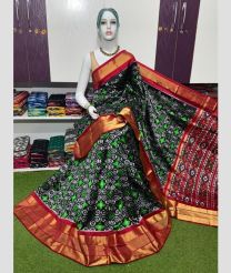 green colour pochampally ikkat pure silk sarees with All over Printed design