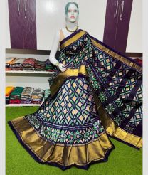gray and brown colour pochampally ikkat pure silk sarees with All over Printed design