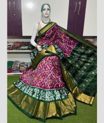 magenta colour pochampally ikkat pure silk sarees with All over Printed design