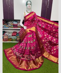 purple colour pochampally ikkat pure silk sarees with All over Printed design