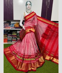 pink and magenta colour pochampally ikkat pure silk sarees with All over Printed design